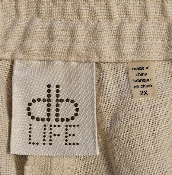 dbLife Womens Vintage Cream Linen Pants Wide Leg High Rise Flat Front Sz XL EUC - Picture 10 of 10